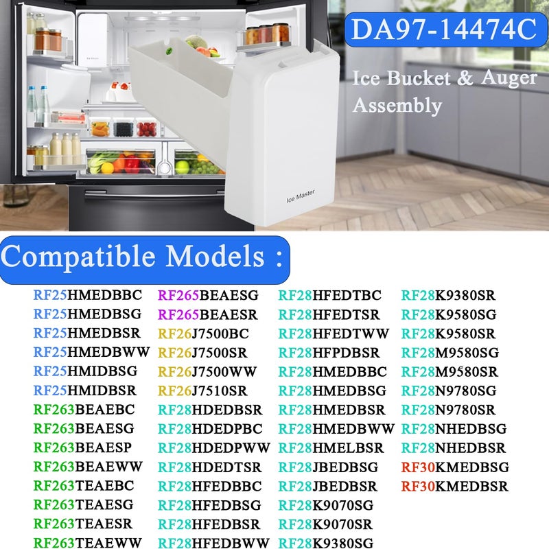 Garsoo DA97-14474C, DA97-14474A, DA97-12604D Ice Bucket, ice Container Bucket Compatible with Samsung RF25, RF26, RF28, Series Refrigerator etc, Part Number: DA97-21040A, AP6034185 etc One Year Warranty - Image 4